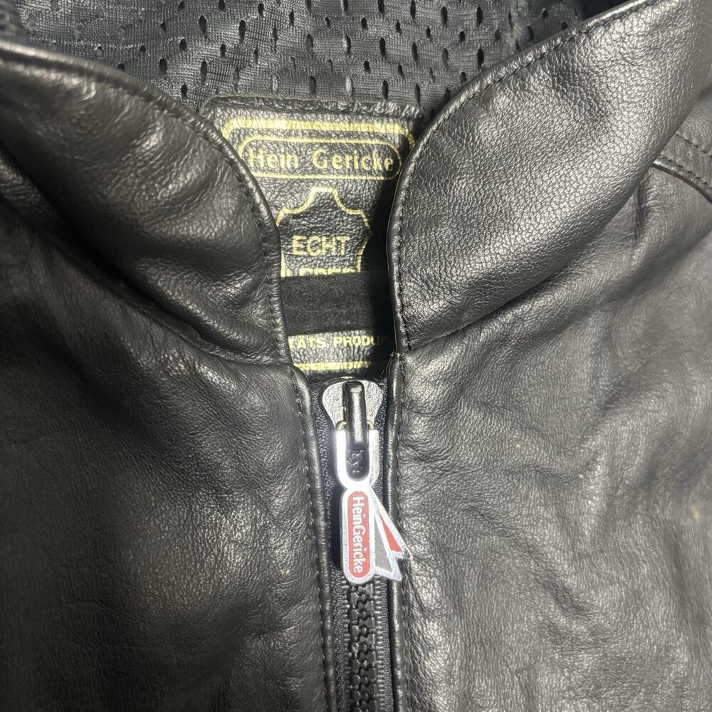 Vintage 90’s Hein Gericke Black Leather Motorcycle Jacket Coat 40 Medium - Picture 2 of 13